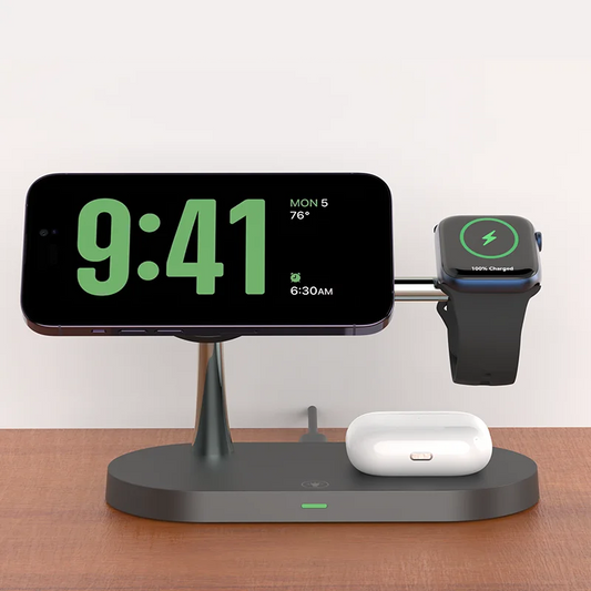 3-in-1 Draadloos Oplaadstation - iPhone, Apple Watch & AirPods Snellader